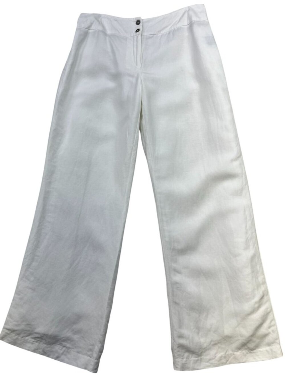 East 5th Women's Linen Blend Wide-Leg Pants Flat Front Size 14 White Solid